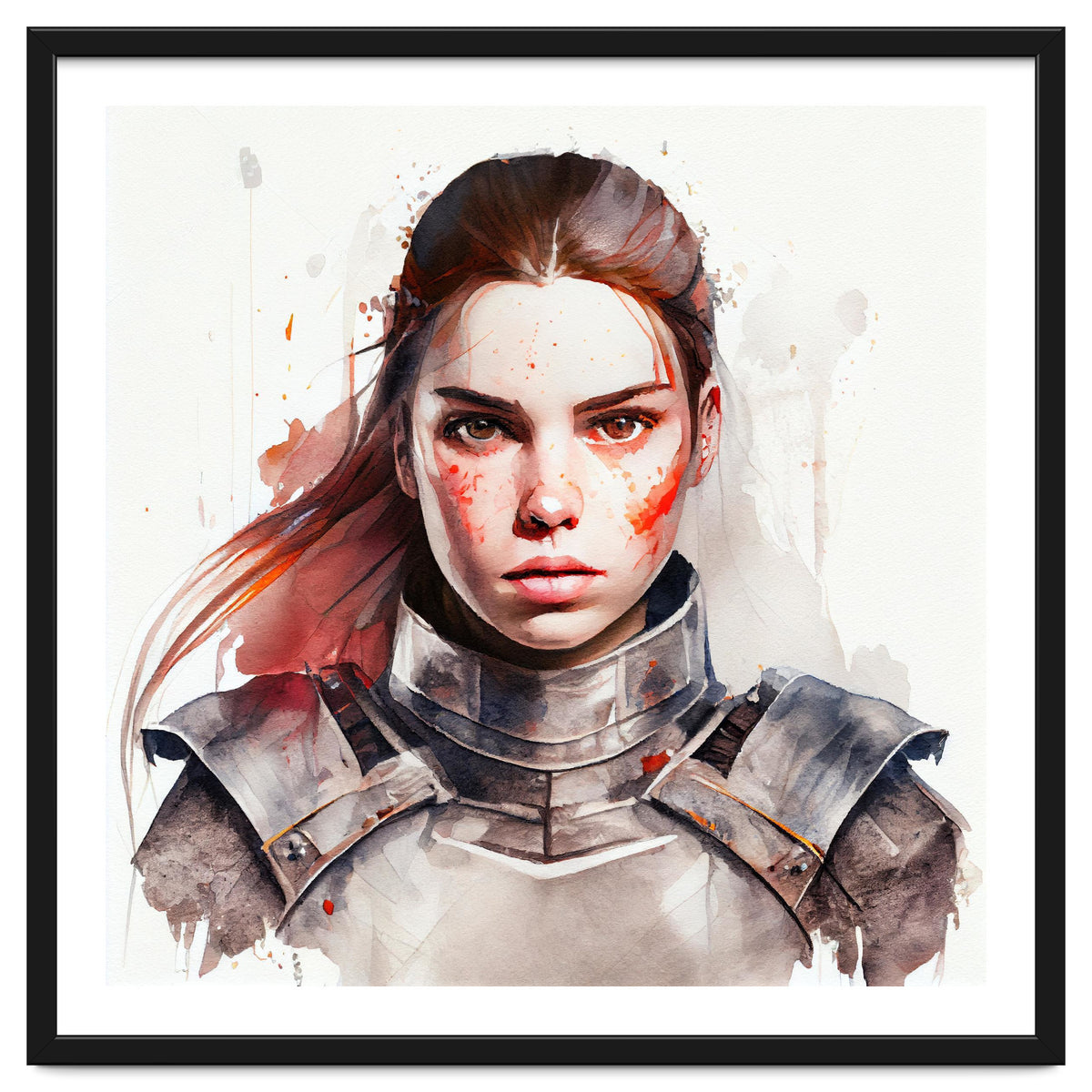 Watercolor Medieval Soldier Woman #2