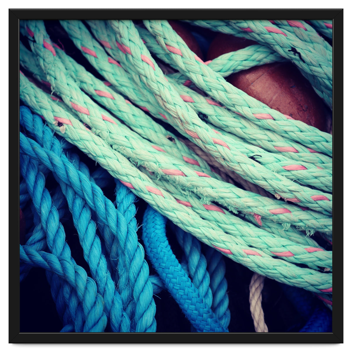 fishing ropes: blue and green