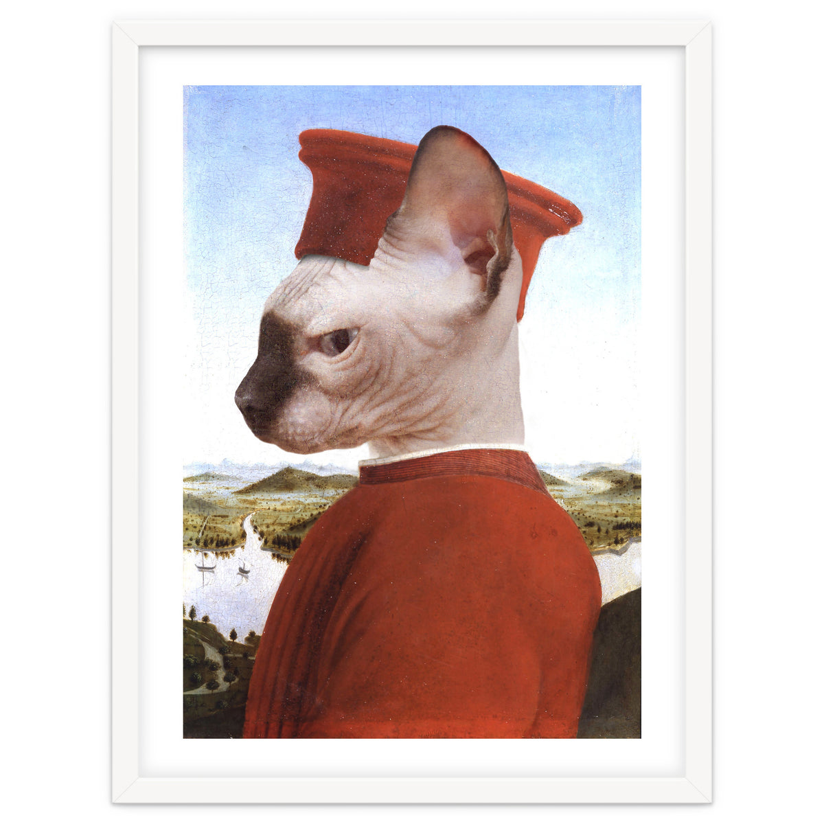Portrait of a Sphynx Cat as Federico da Montefeltro