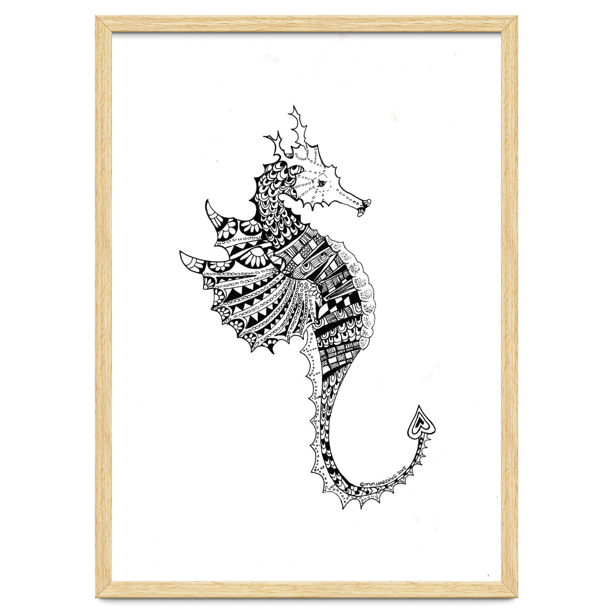 Seahorse Dragon Zen Doodle