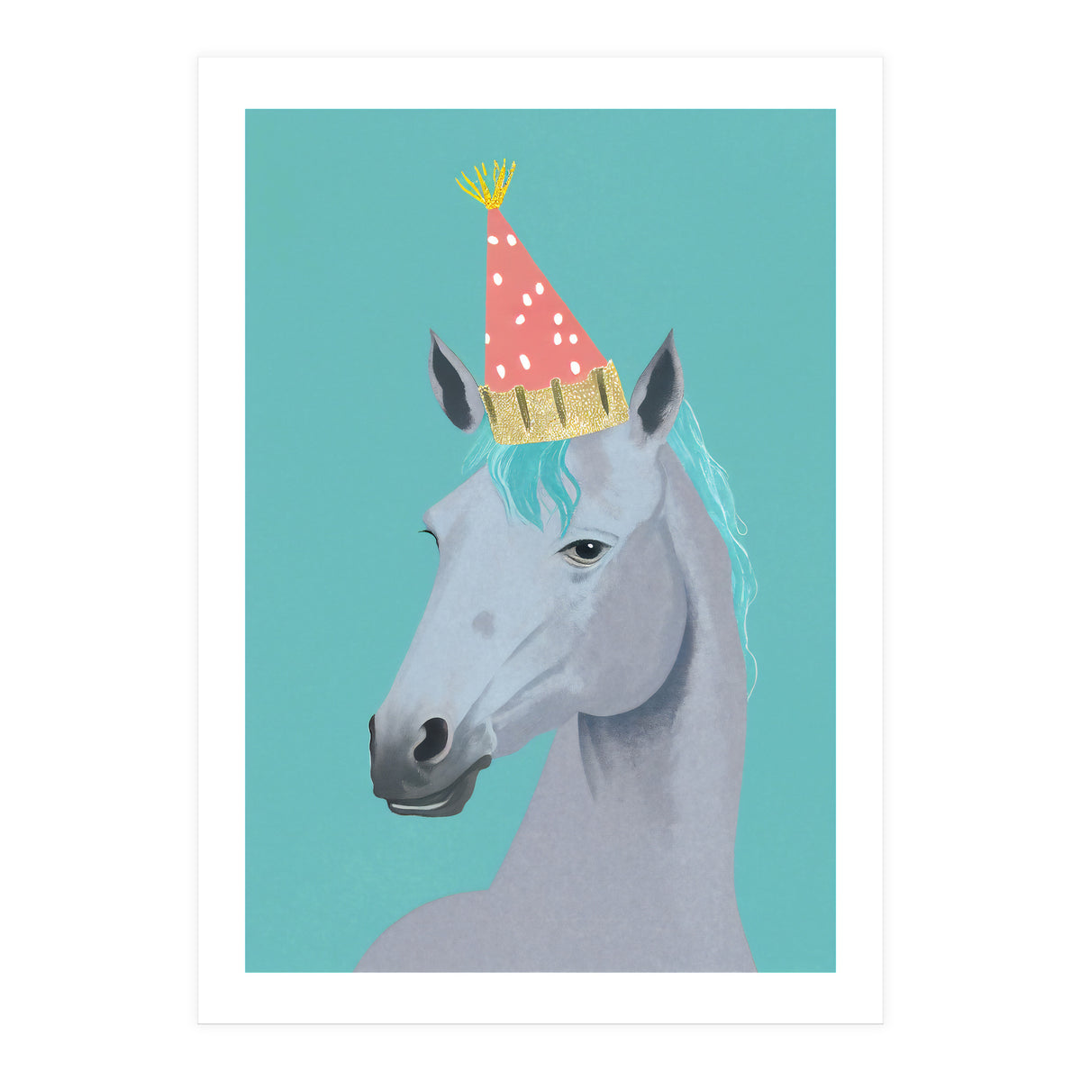 Horse with Party Hat Portrait  (Print Only)