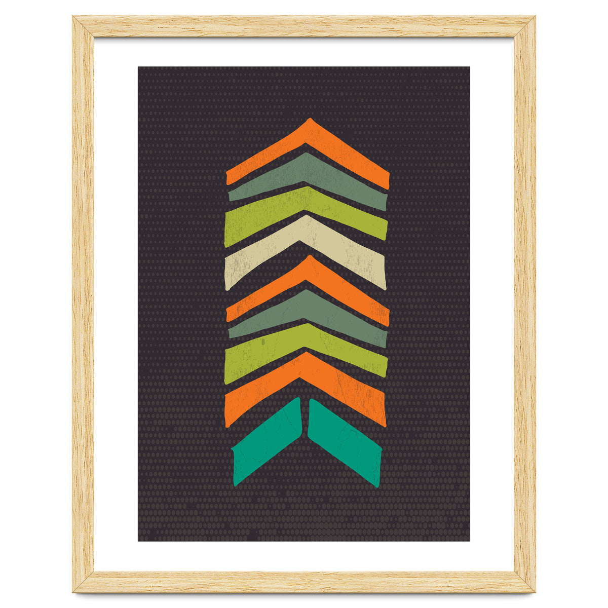 Retro Chevron Print Orange Teal Variation