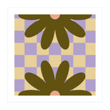 Retro Geometric Simple Flower on Checkerboard (Print Only) thumbnail