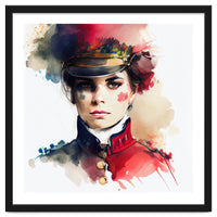 Watercolor Napoleonic Soldier Woman #3