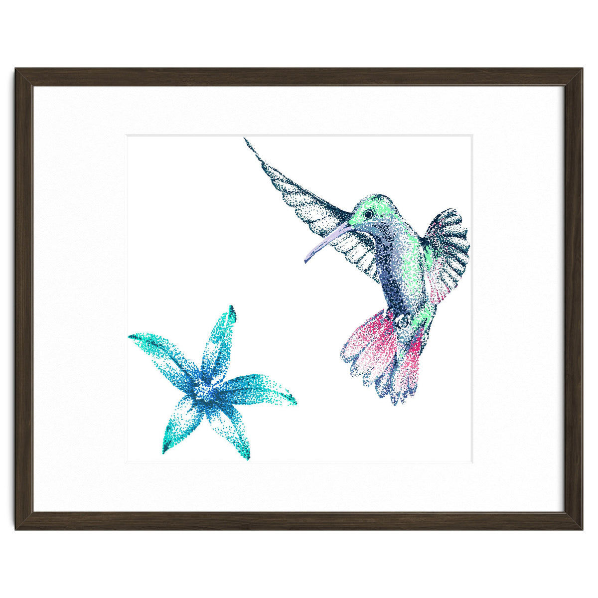 Green Hummingbird And Tropical Flower