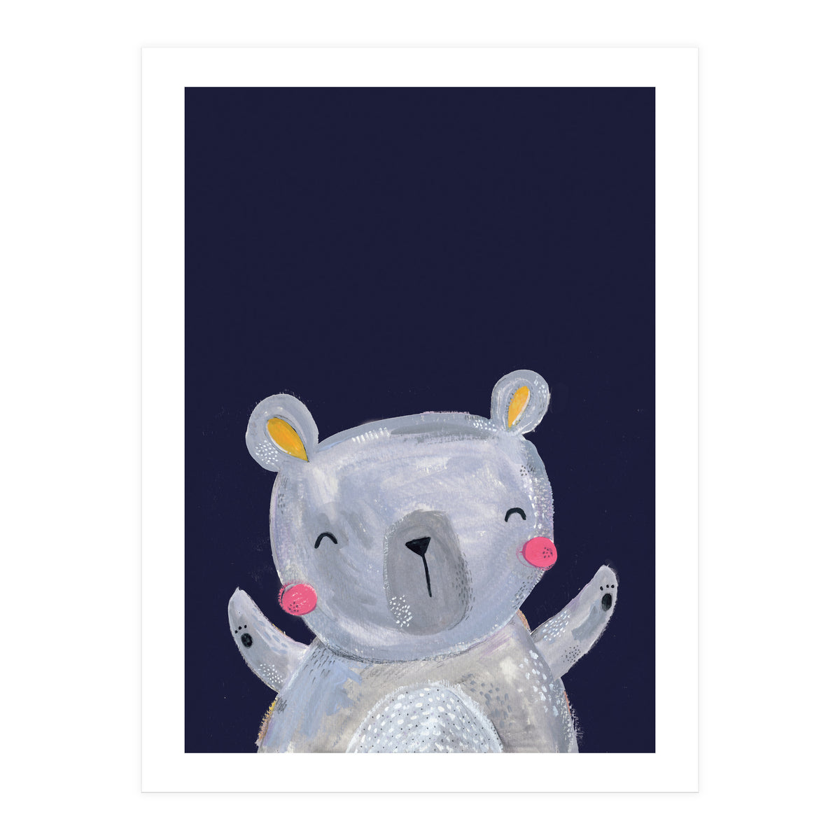 Woodland Bear On Navy (Print Only)