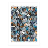 Colorful Concrete Cubes - Blue, Grey, Brown (Print Only) thumbnail