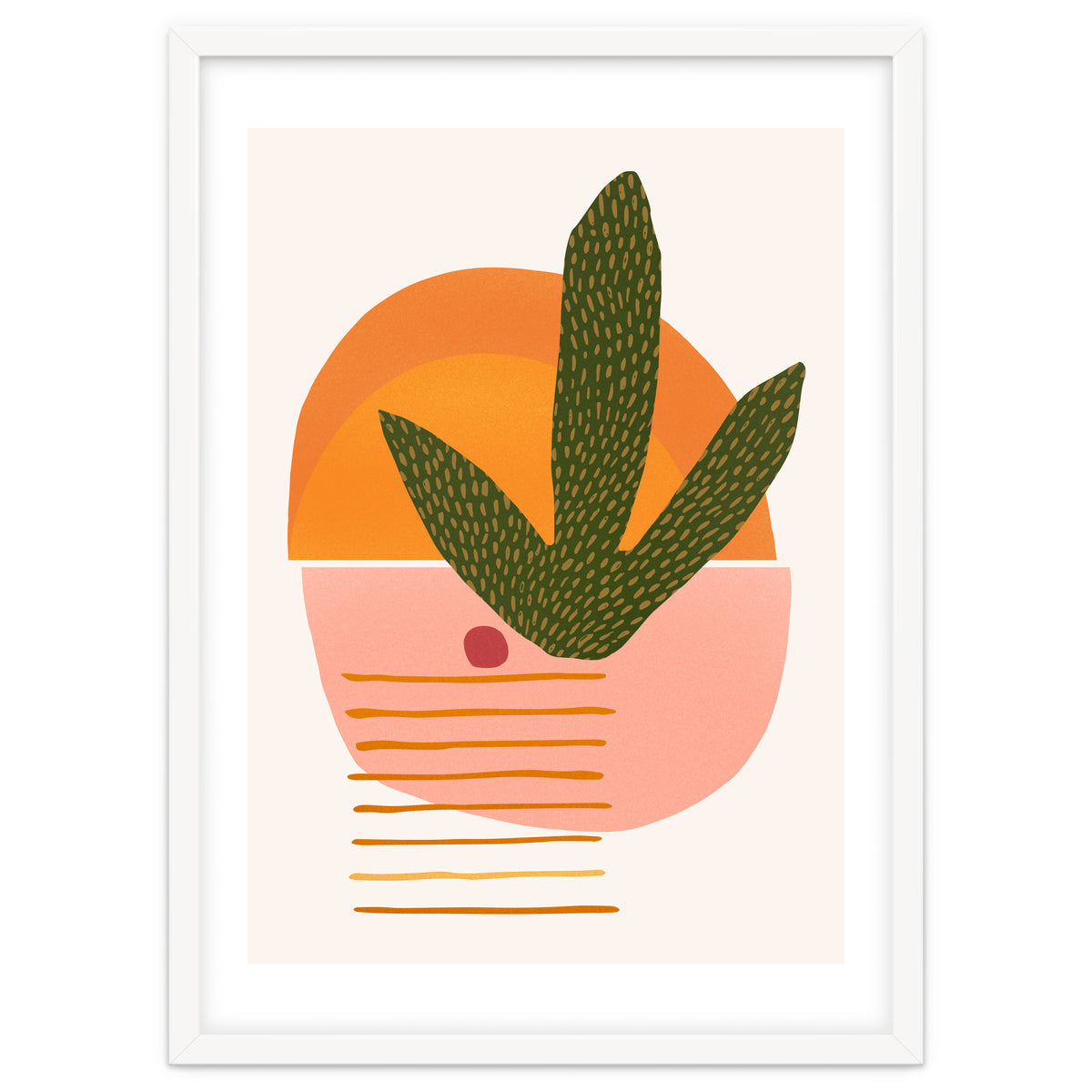 Desert Sunset With Cactus And Cherry