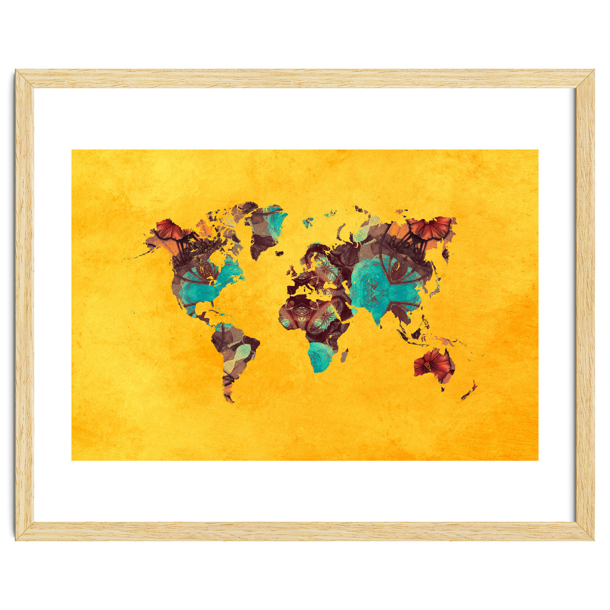 world map yellow art