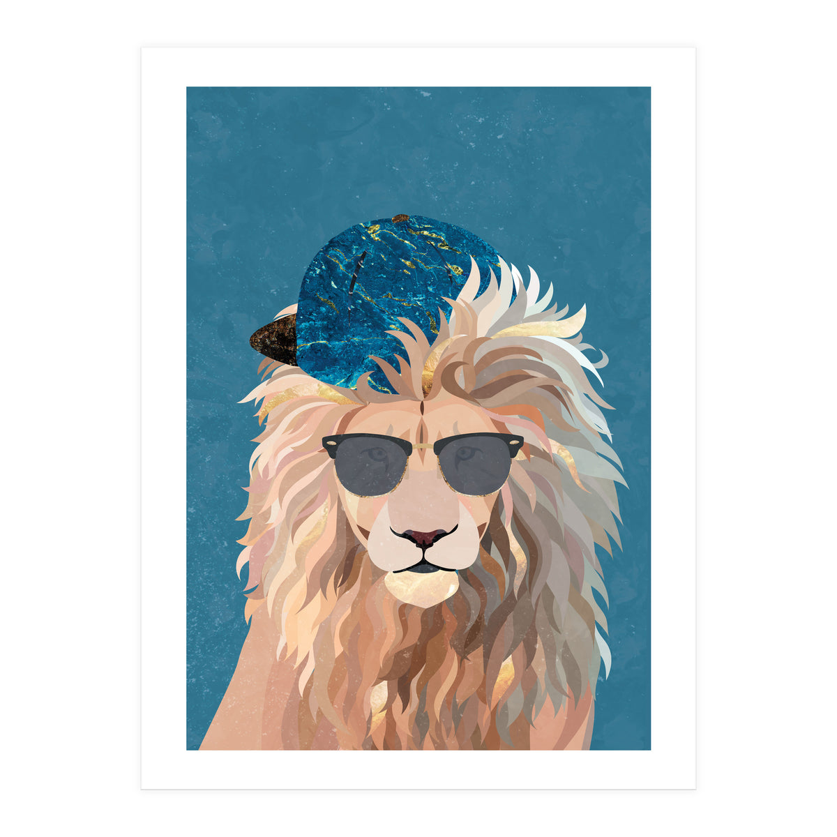 Skater Lion Portrait Blue (Print Only)