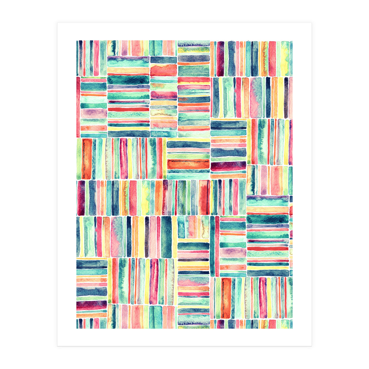 Retro Beach Chair Pastel Watercolor Stripes (Print Only)