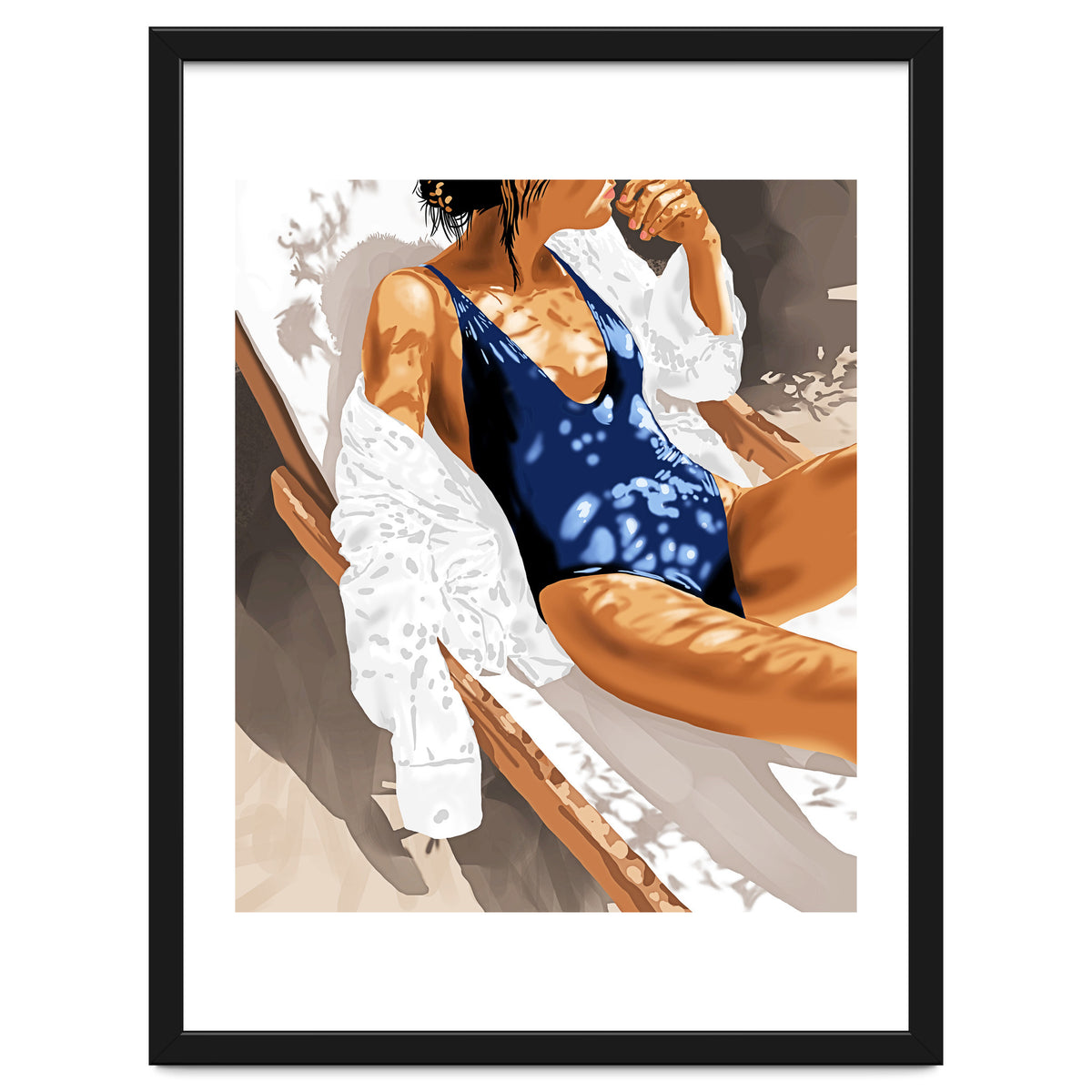 Girls Just Wanna Have Sun Painting, Woman Fashion Swim Beach Vacation Travel Summer Illustration