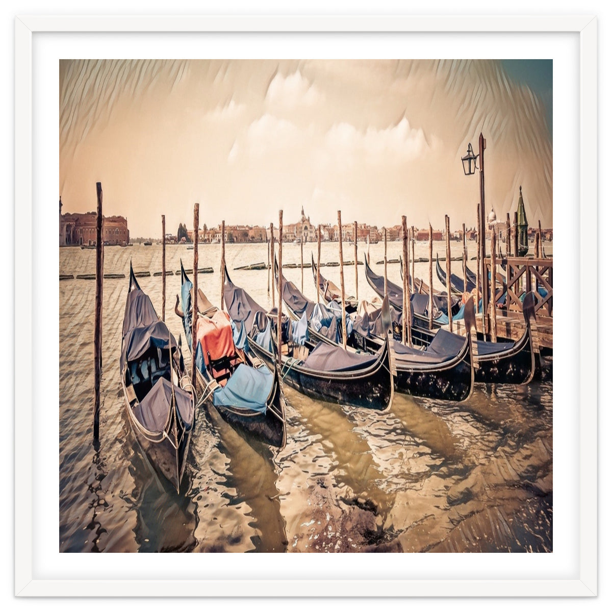 Several Gondolas boats, Colorful Italy