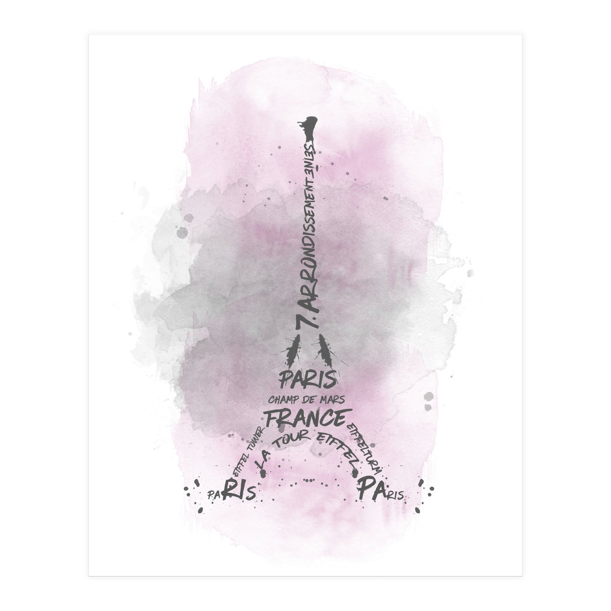Watercolor Art Eiffel Tower | pink (Print Only)