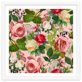 Vintage Botanical, Blush Floral Rose Illustration, Nature Plants Bohemian Painting, Royal Garden thumbnail