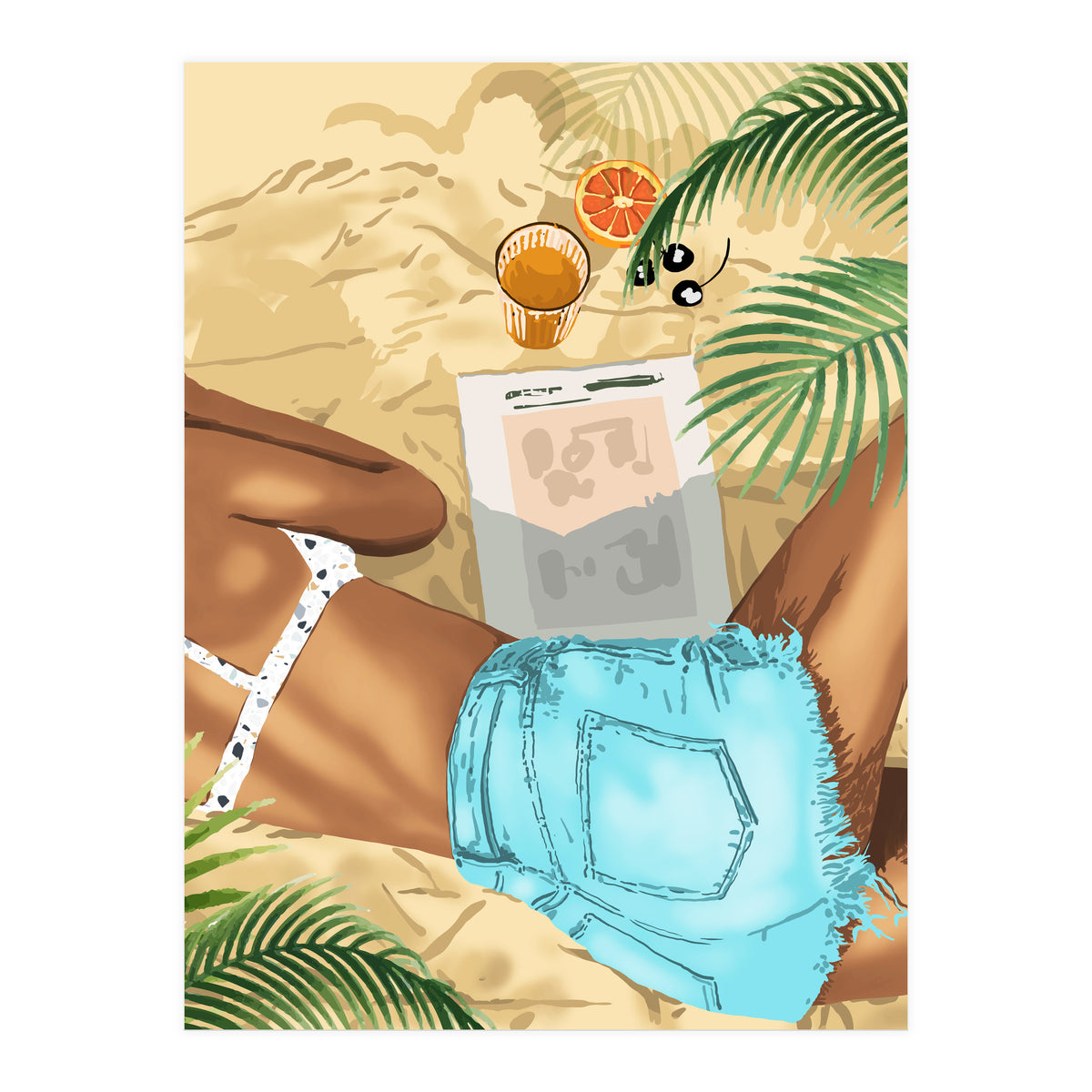 Keep Palm & Carry On Wall Art | Tropical Beach Bikini Fashion Travel Chai (Print Only)