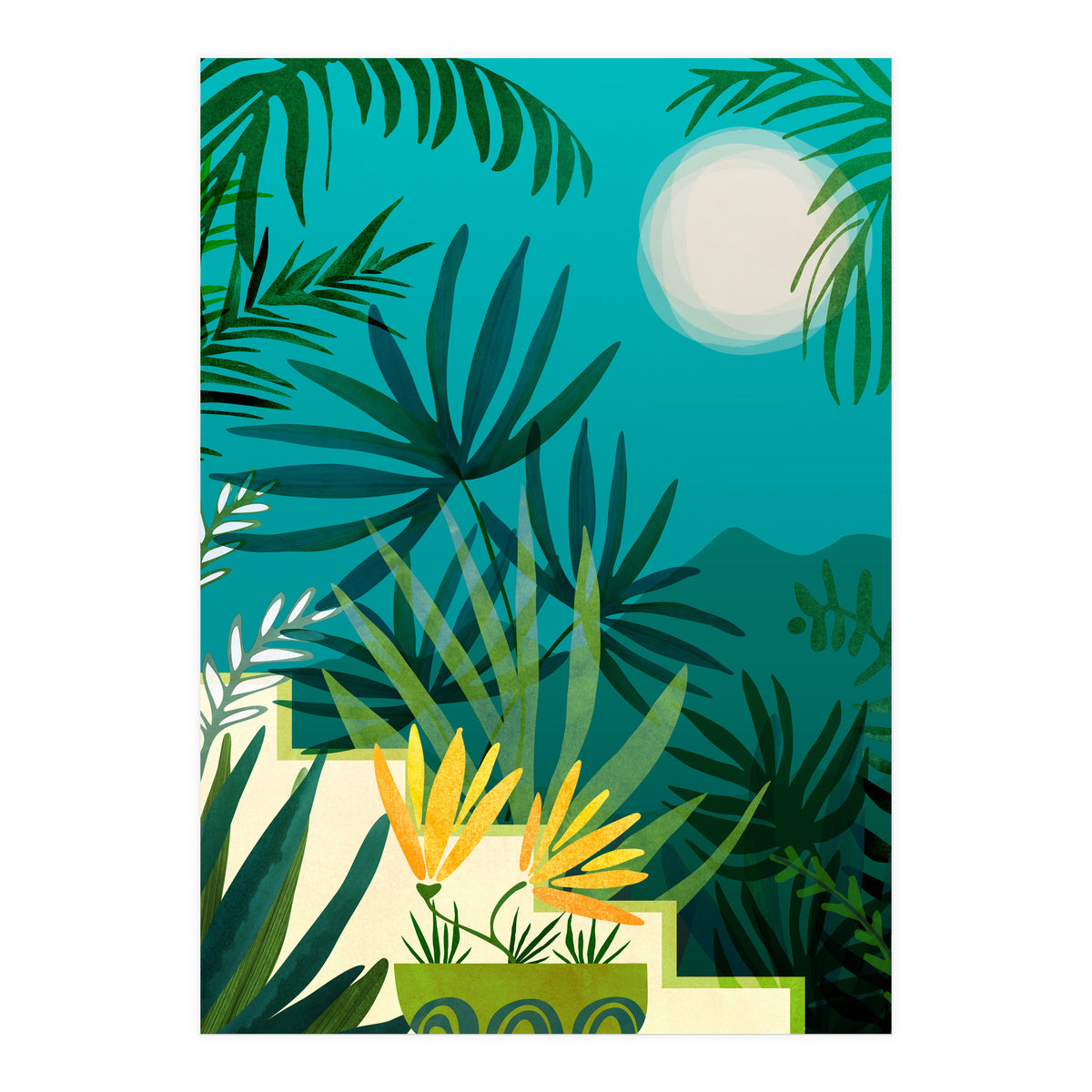Rainforest With Moonlight (Print Only)