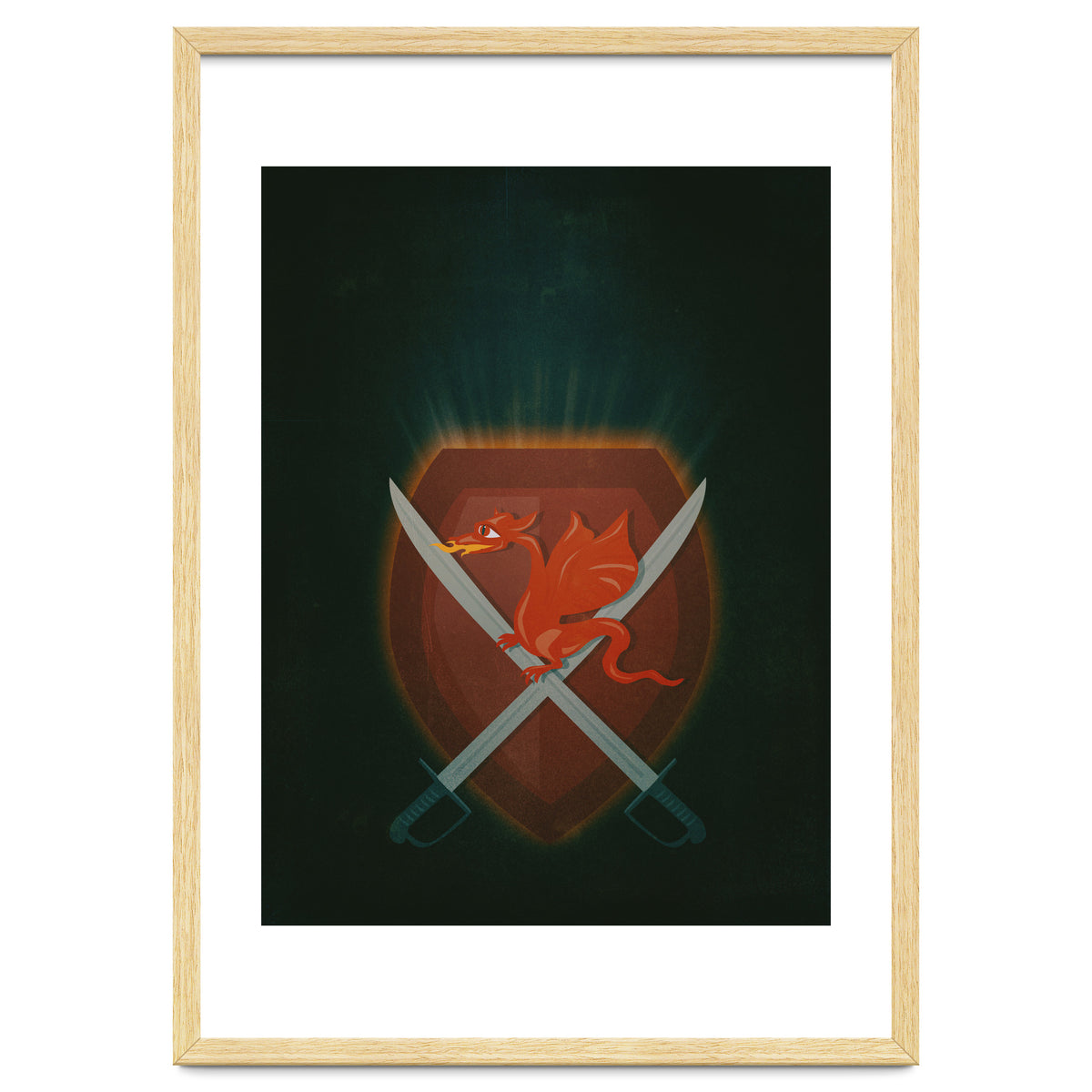 Heraldic dragon and cutlasses