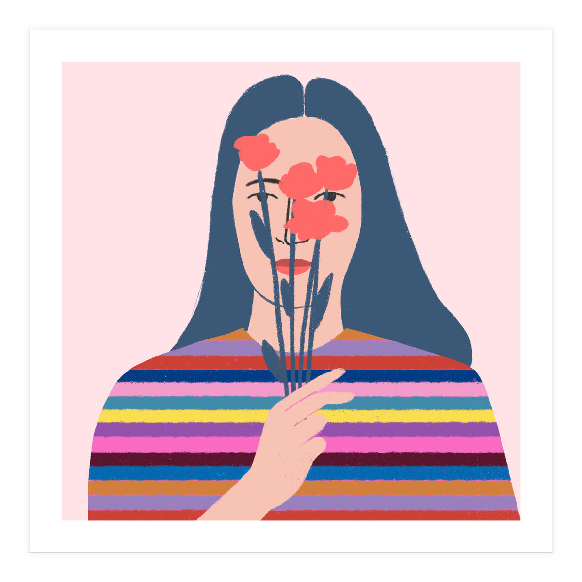 Girl With Flowers Square (Print Only)