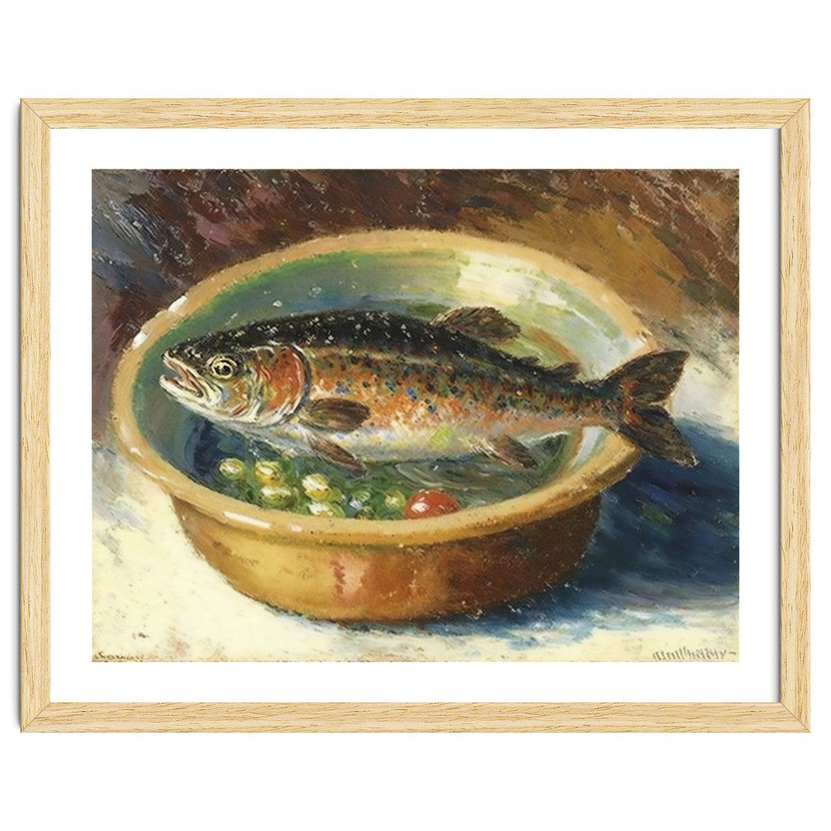 Trout in a Bowl Oil Painting