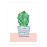 Painted Cactus In Blue Stripe Plant Pot (Print Only) thumbnail