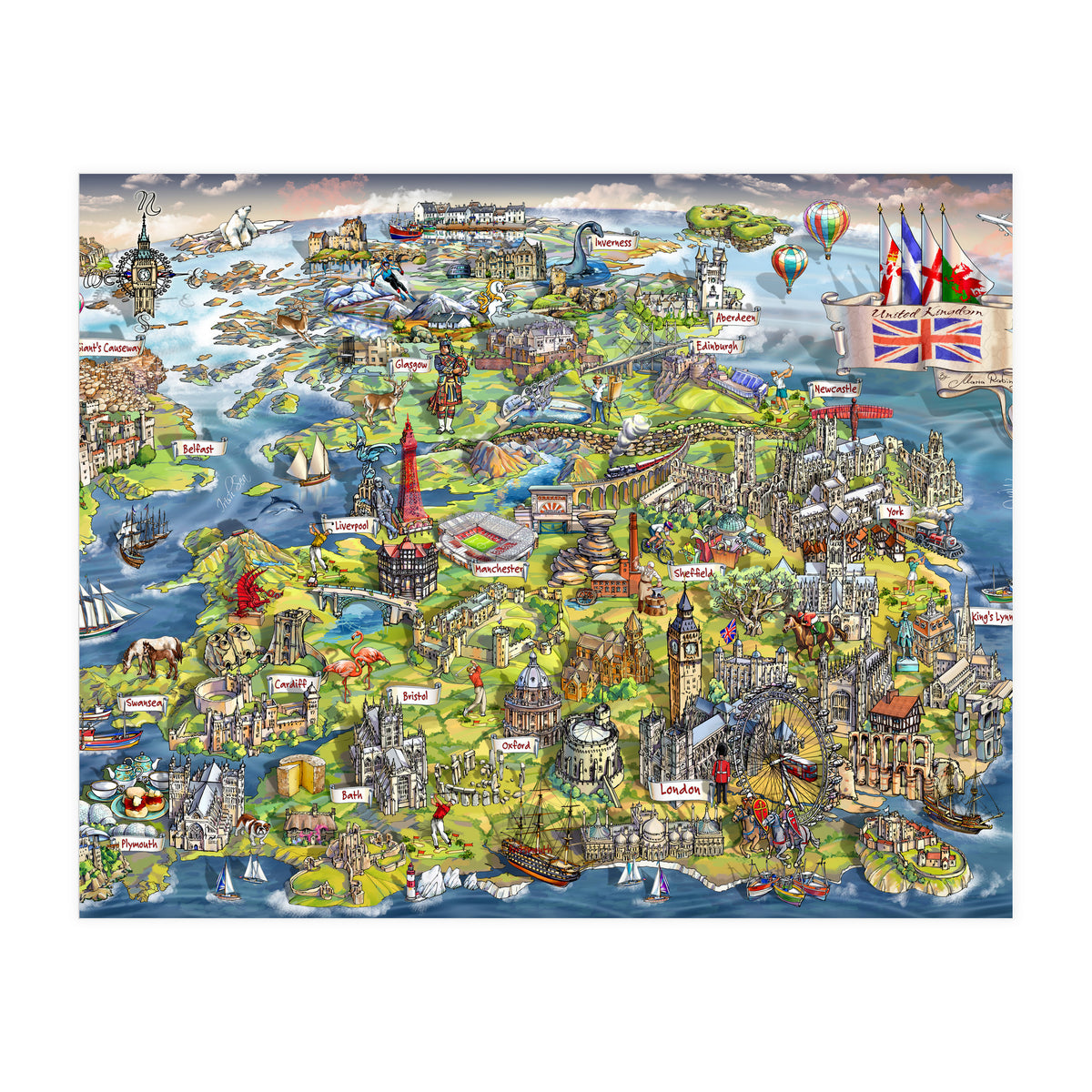 Illustrated Map Of The United Kingdom (Print Only)