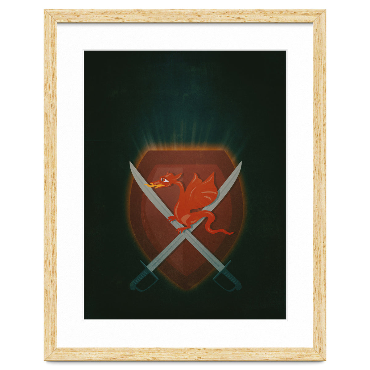 Heraldic dragon and cutlasses