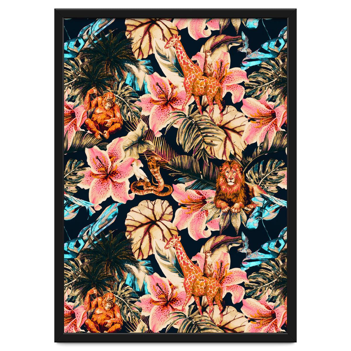 Wild animals in the dark of the jungle 02