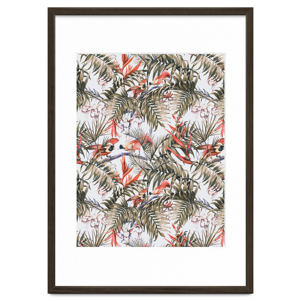 Exotic birds in the jungle paradise