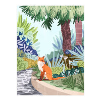 Fox in The Garden | Animals Wildlife Botanical Nature Painting | Boho Colorful Jungle Illustration (Print Only)