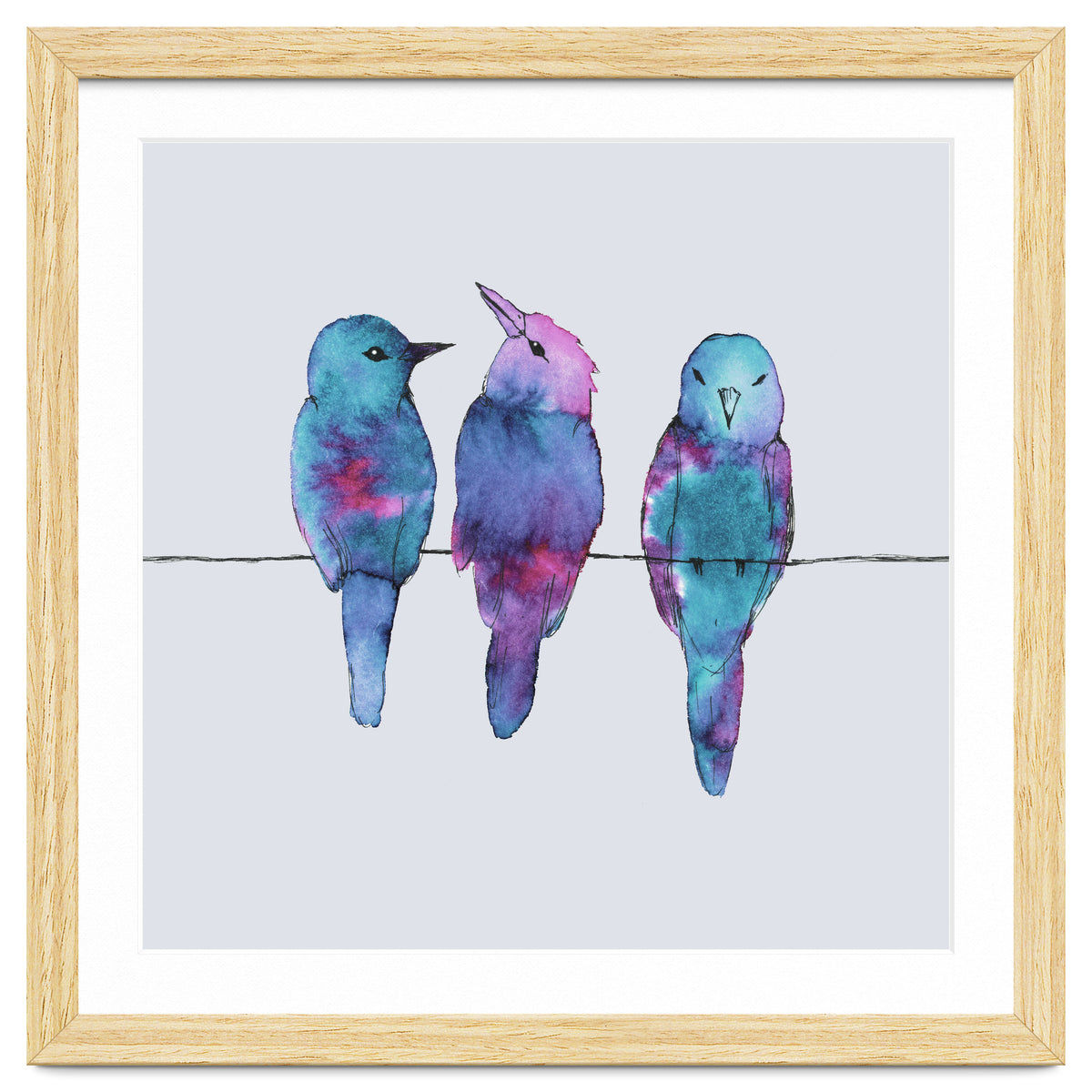 Three birds on a wire