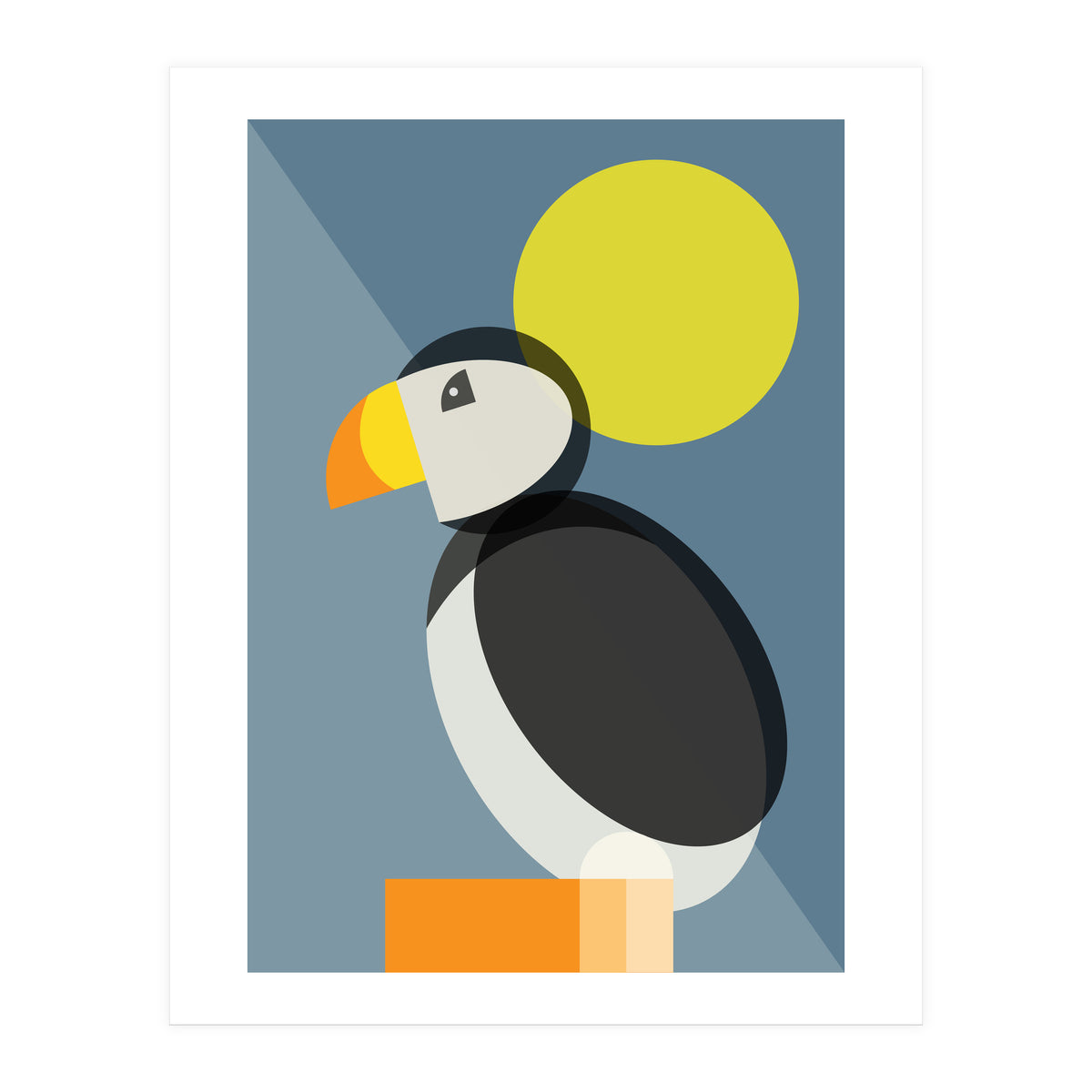 Mid Century Geometric Puffin (Print Only)