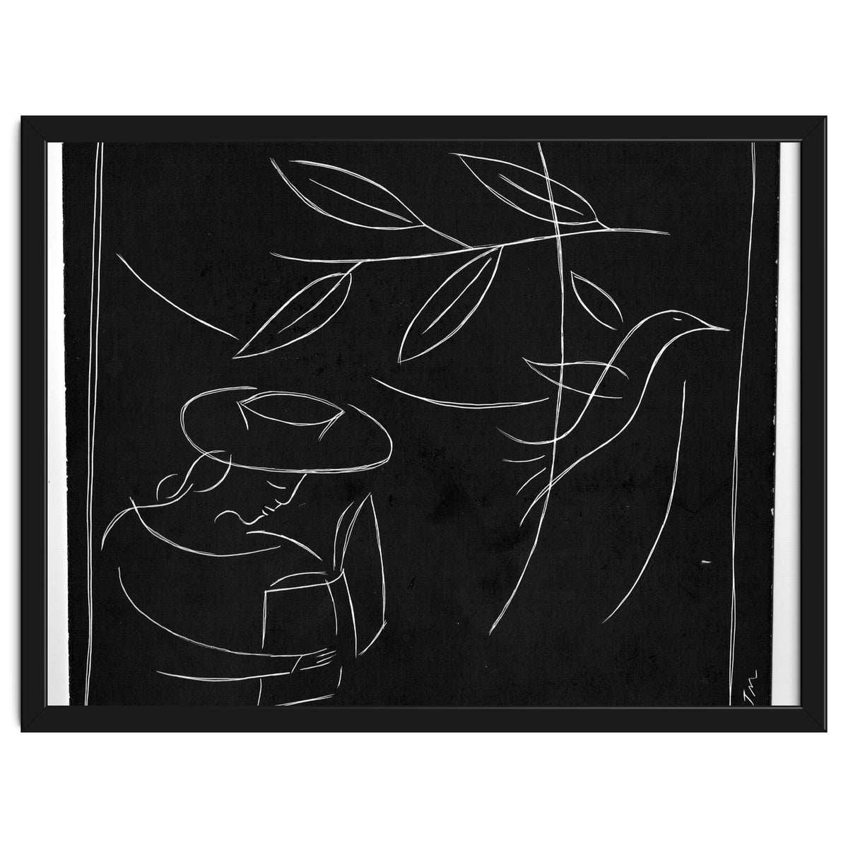 Woman With Bird And Book