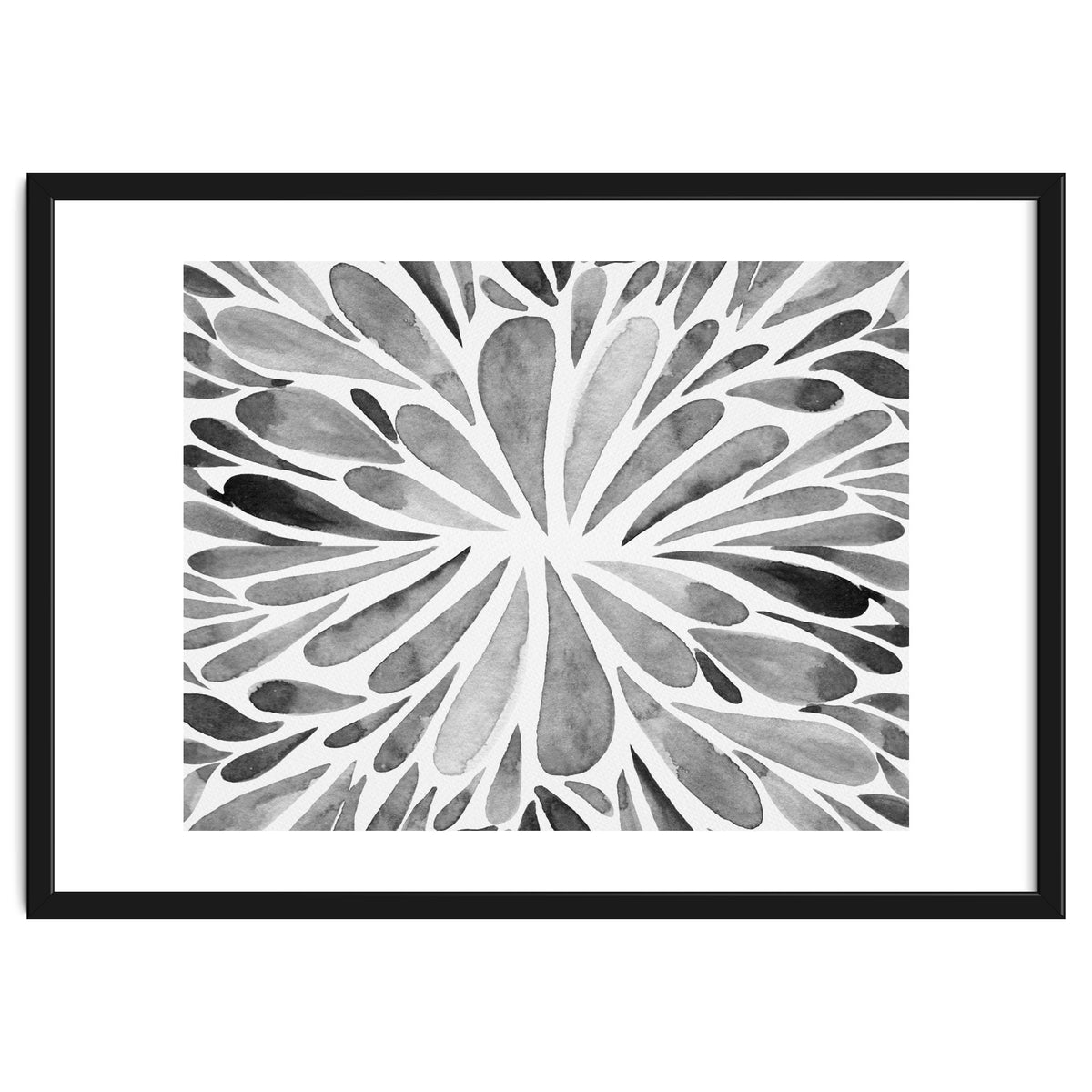 Retro abstract floral - black and white