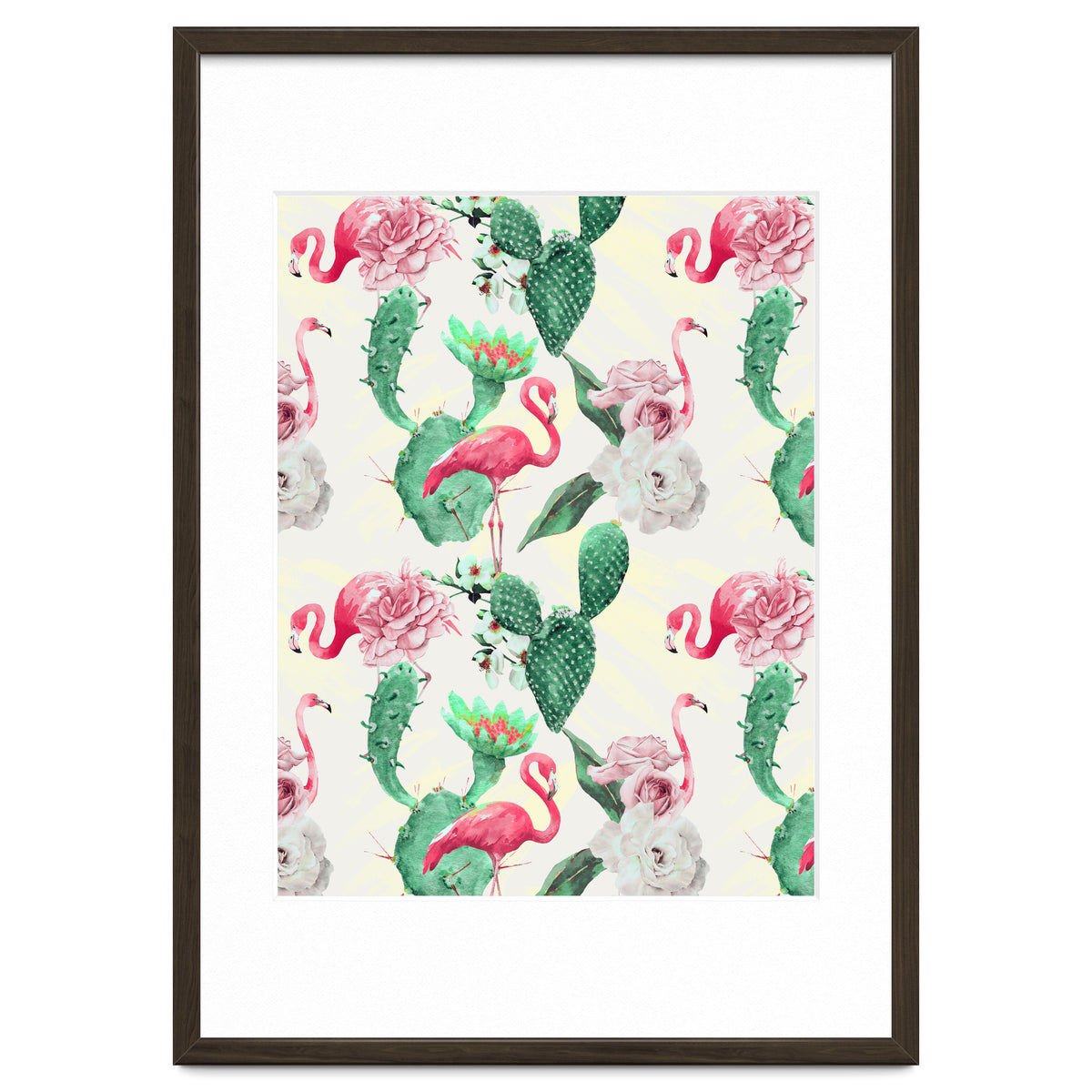 Flamingos, geometric and flowers