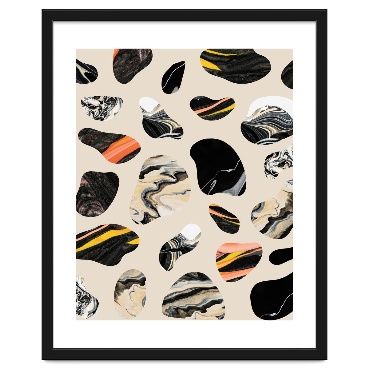 Marble Jelly Beans, Abstract Shapes Nature Eclectic Textures, Precious Stones Agate Dark Mystery