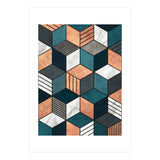 Copper, Marble and Concrete Cubes 2 with Blue (Print Only) thumbnail