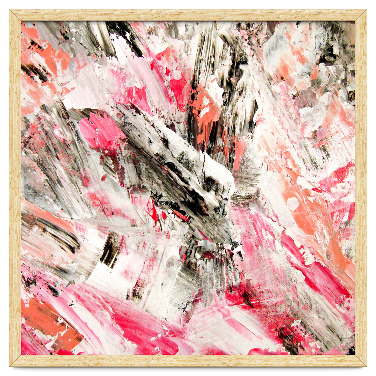 Candy Modern Pink Salmon Black Grey Acrylic Brushstrokes