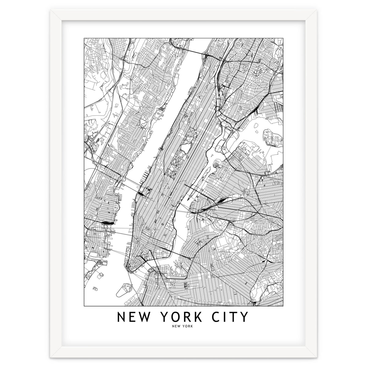 New York City White Map