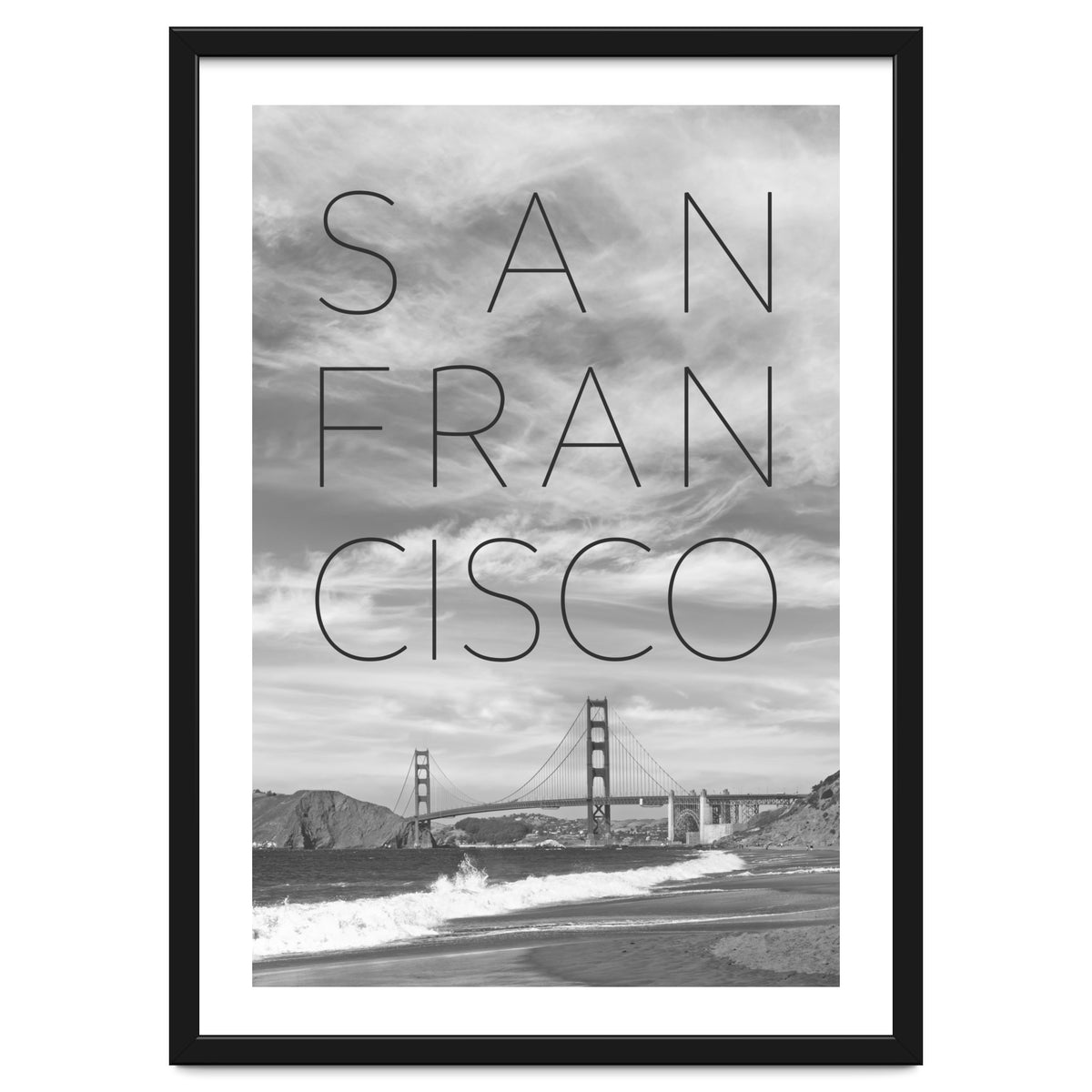 Golden Gate Bridge & Baker Beach | Text & Skyline