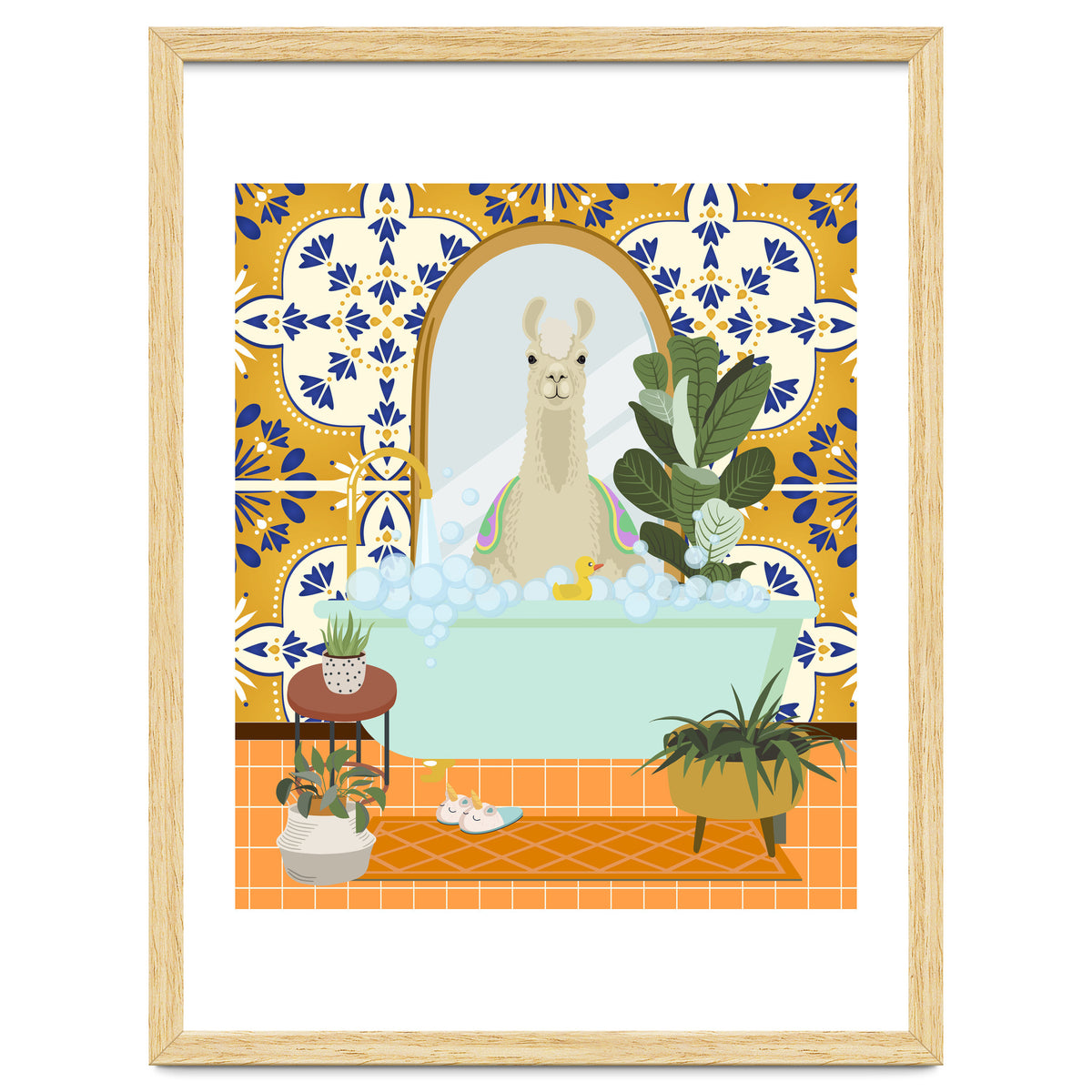 Llama Bathing in Moroccan Style Bathroom