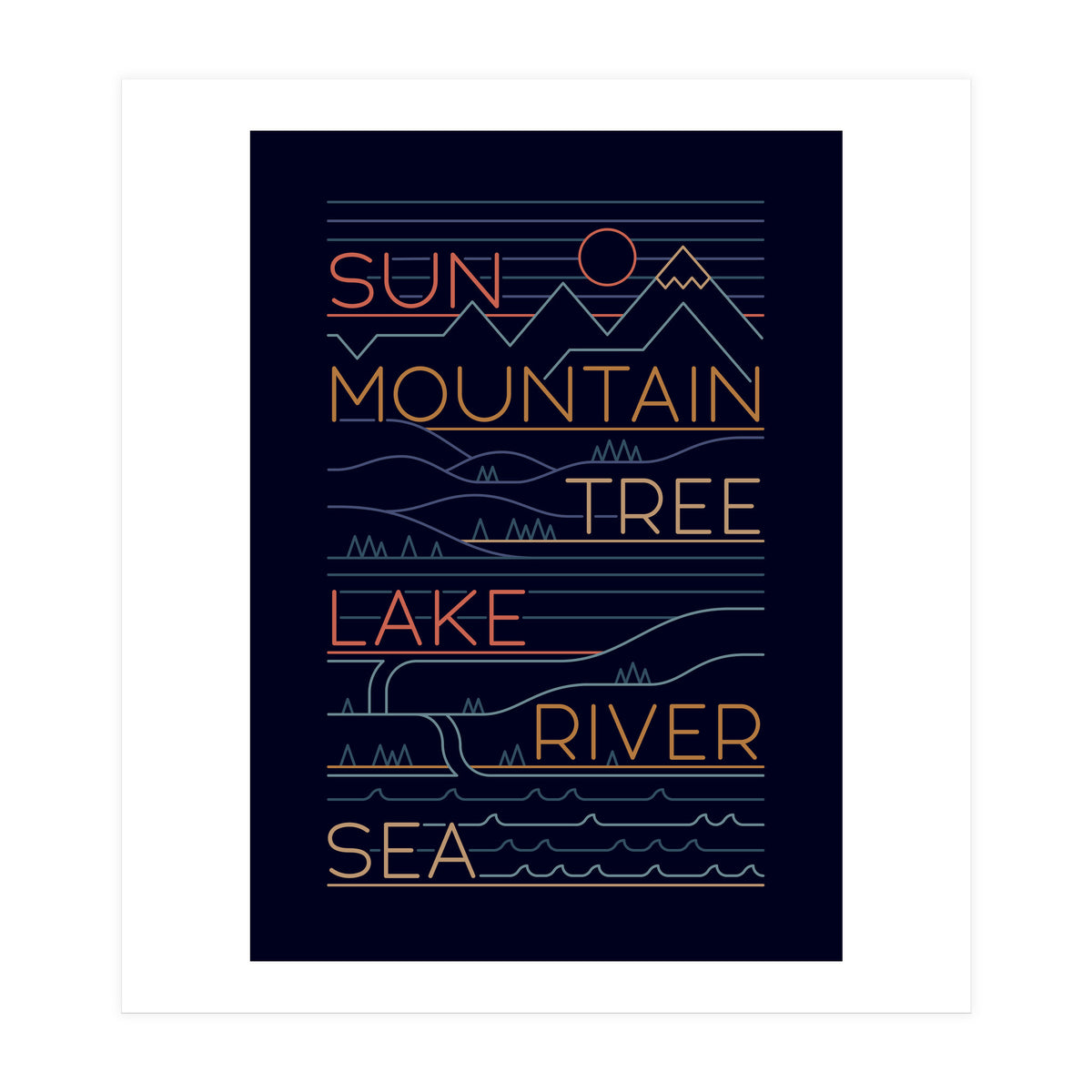 Sun, Mountain, Tree (Print Only)
