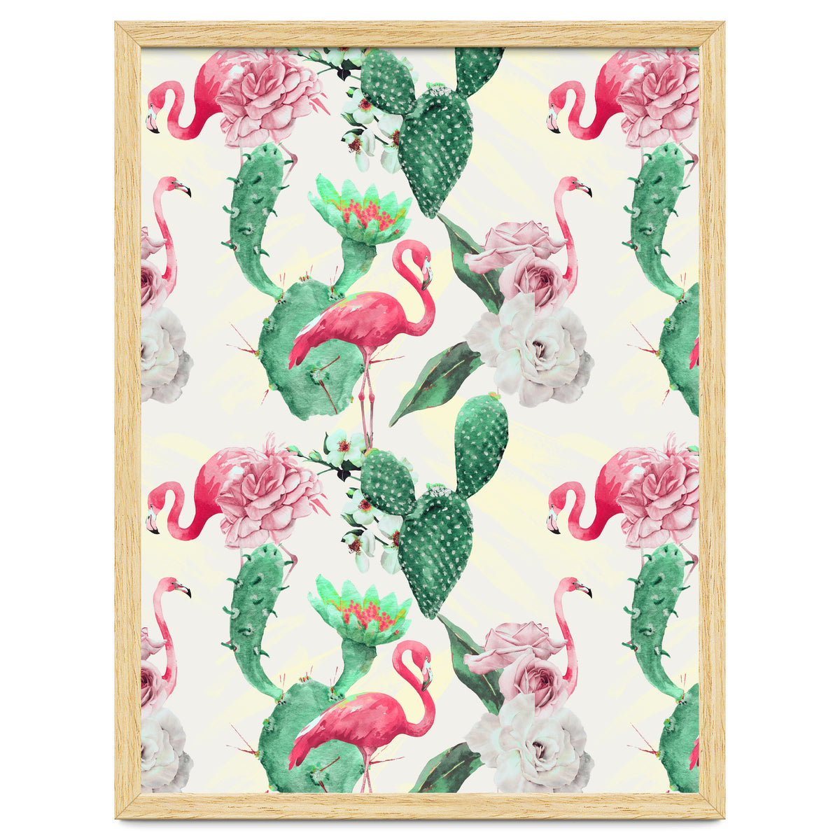 Flamingos, geometric and flowers