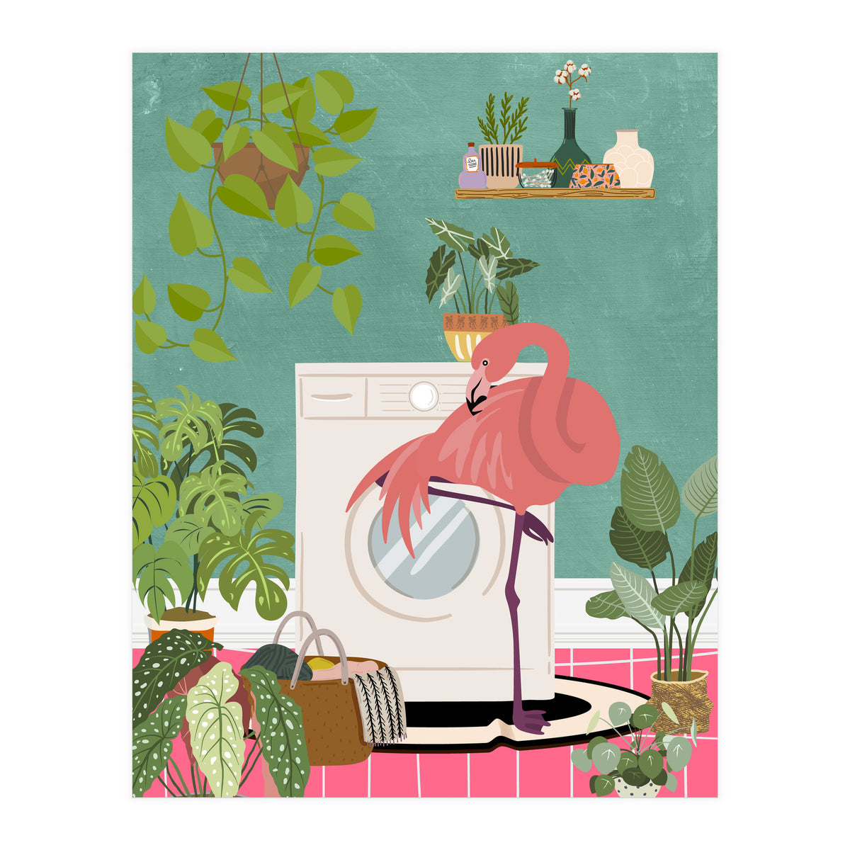 Flamingo in My Laundry Room (Print Only)