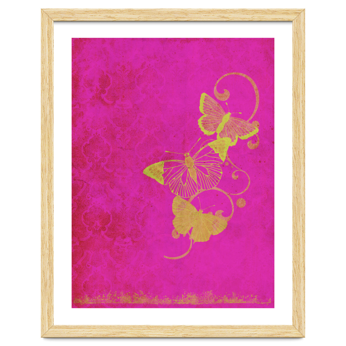 Yellow Butterflies on Pink