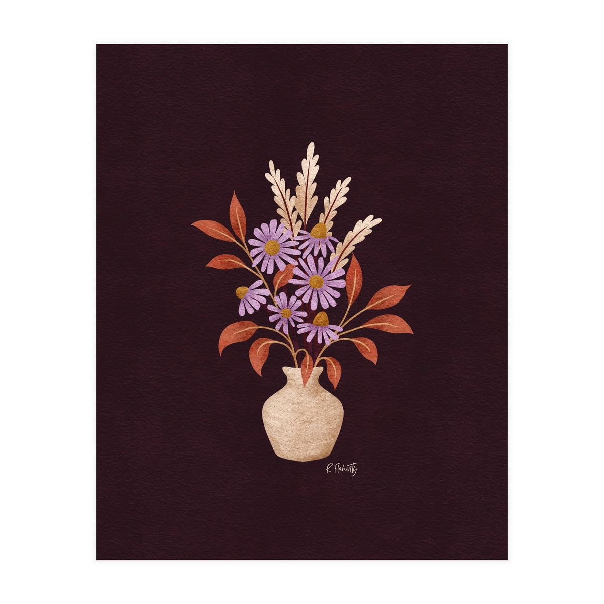Purple Floral Vase Still Life (Print Only)