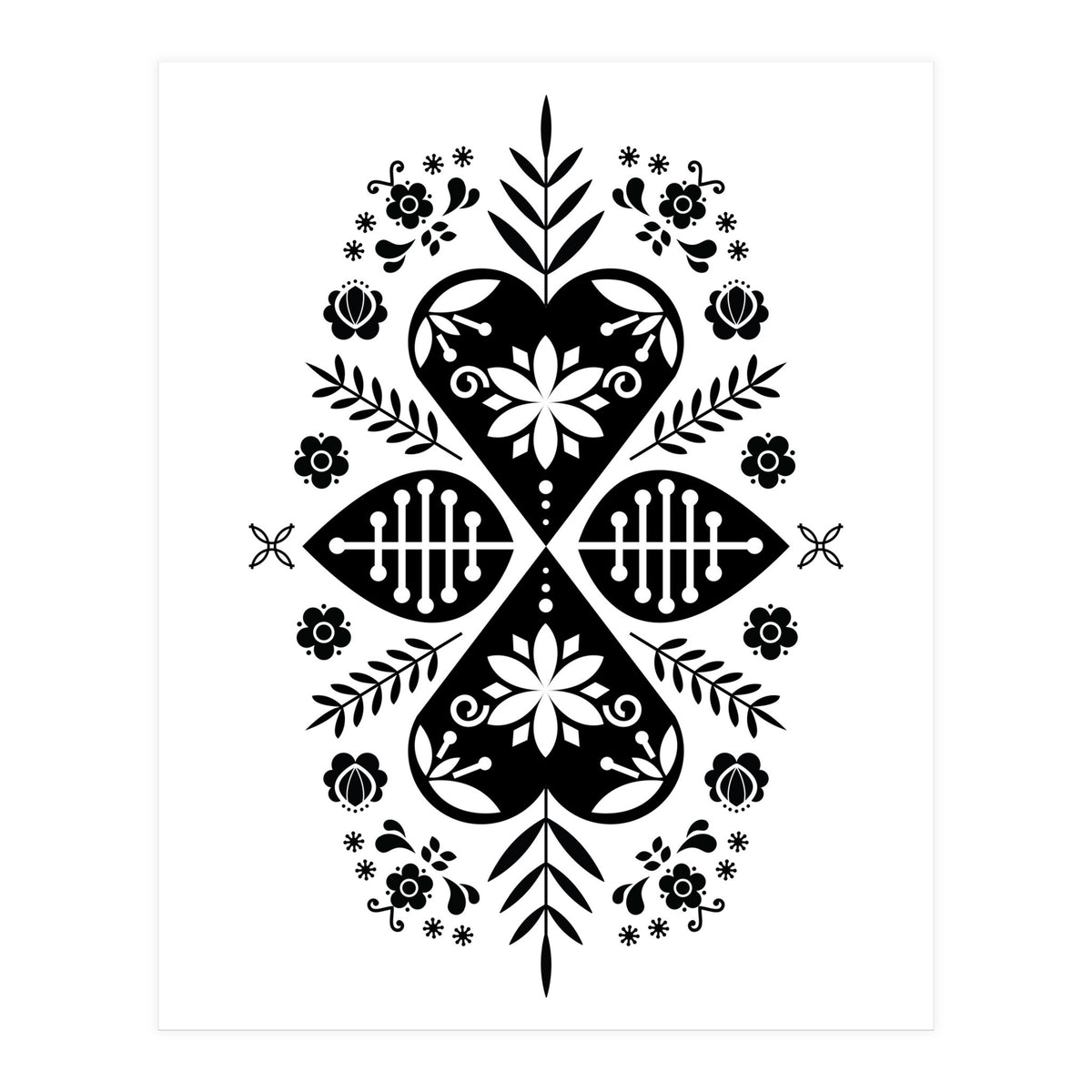 Scandinavian Folk Pattern Monochrome (Print Only)