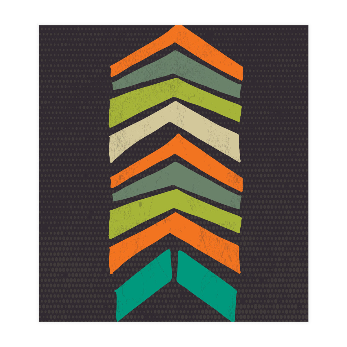 Retro Chevron Print Orange Teal Variation (Print Only)