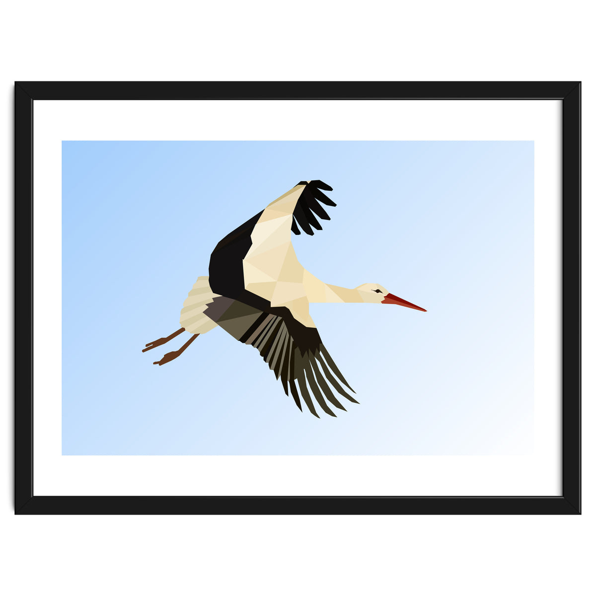 White Stork Bird Low Poly Art