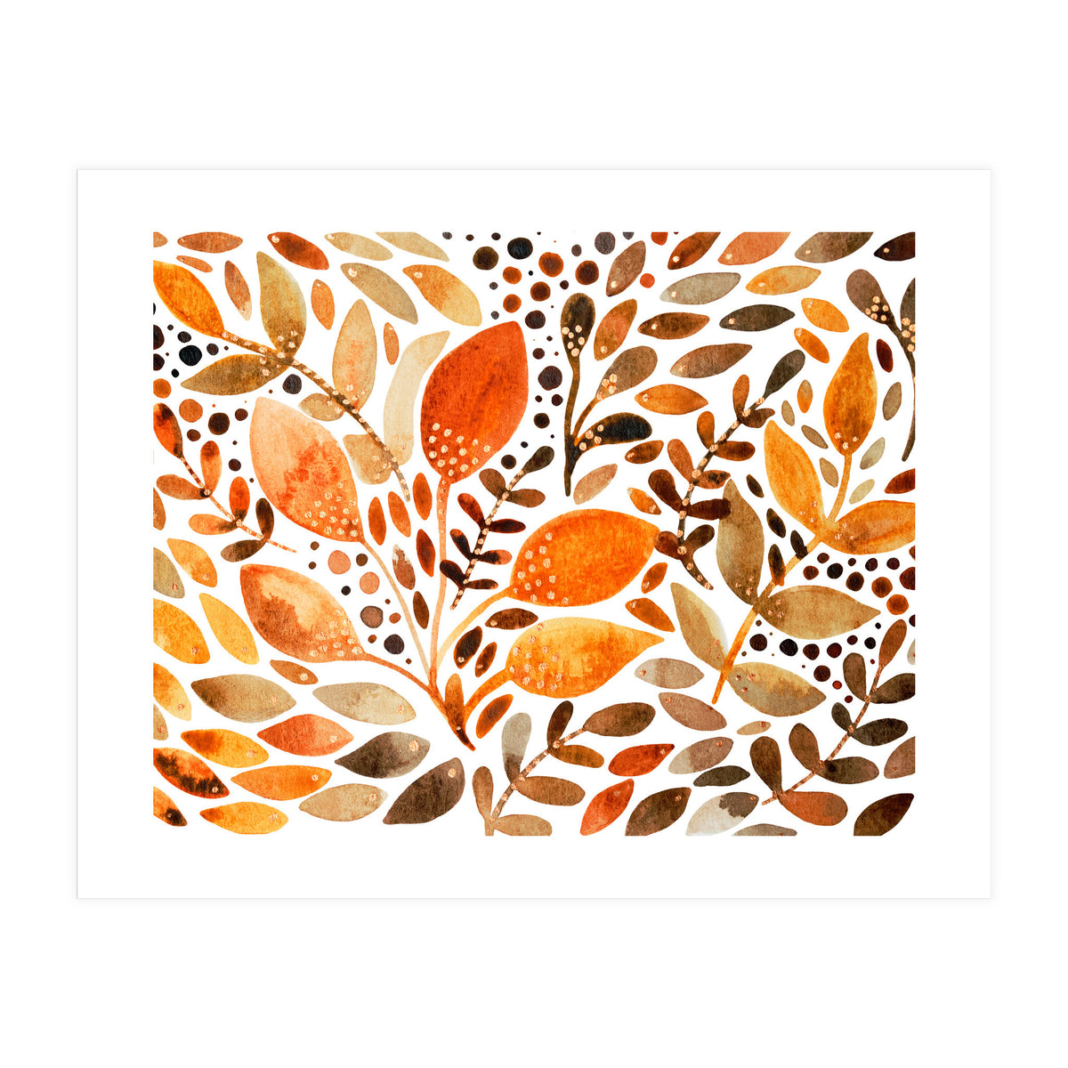 Watercolor modern foliage - autumn palette (Print Only)